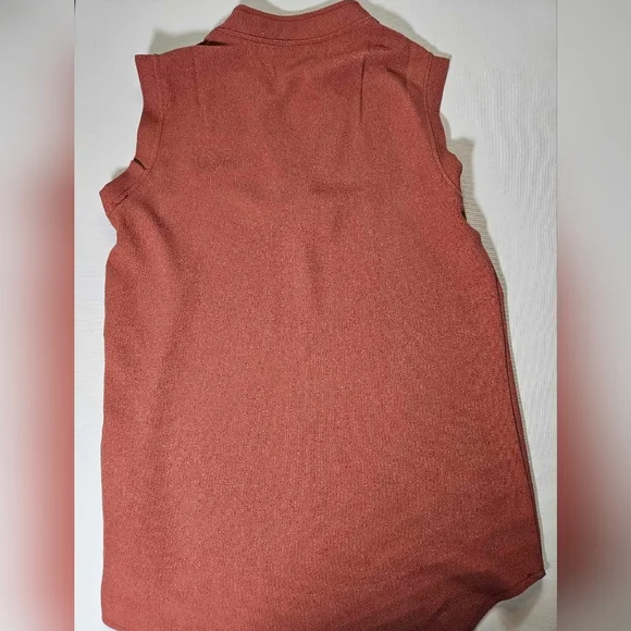 AMARYLLIS Women's V Neck Sleeveless Blouse High Collar Rose Gold Color‎ SMALL - Picture 5 of 7